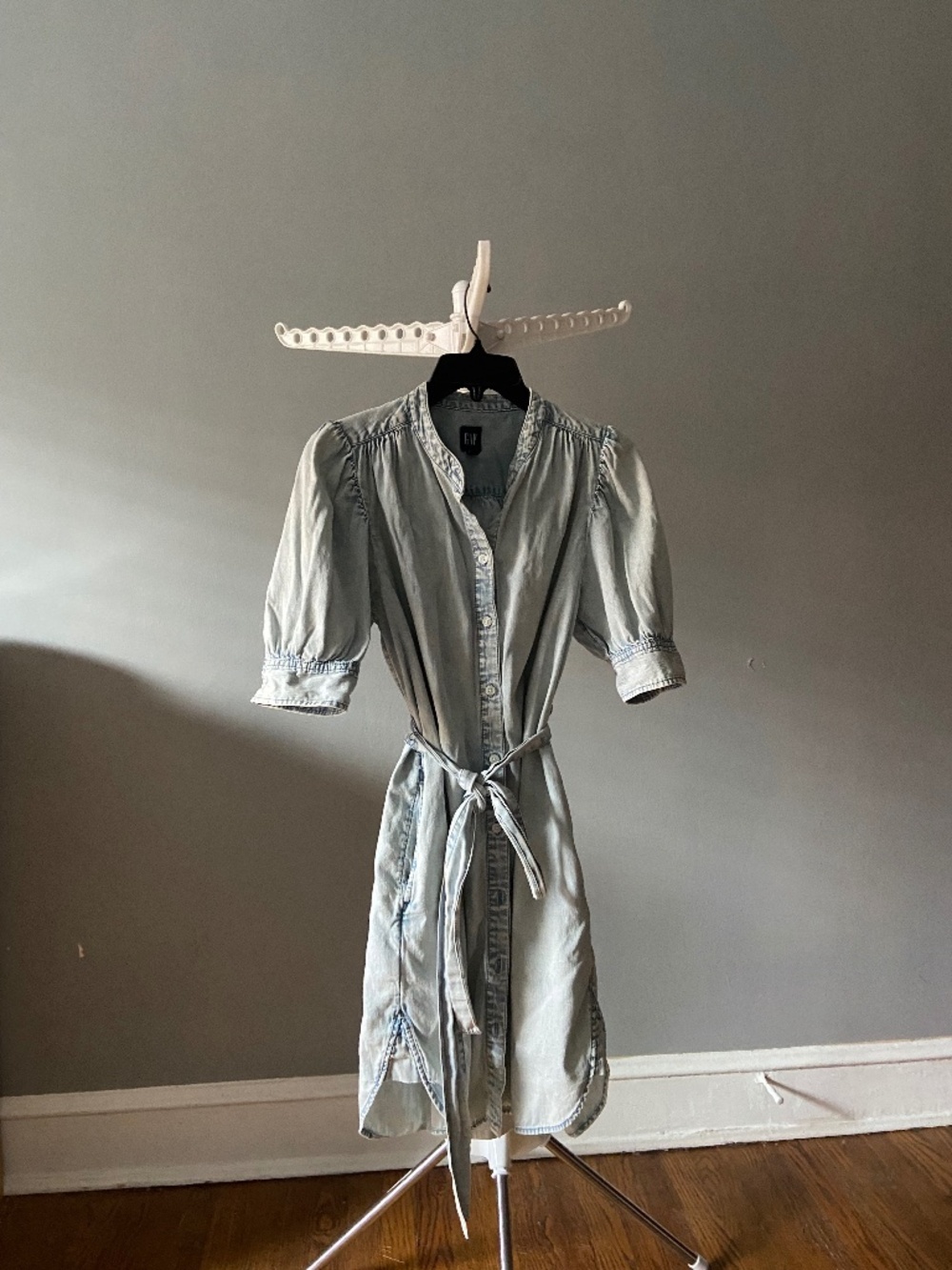 Cute and classic light-wash denim (chambray-style) shirt dress from GAP